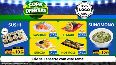 Modelo de TV para TV Horizontal com o tema Copa de Ofertas para Comida japonesa
