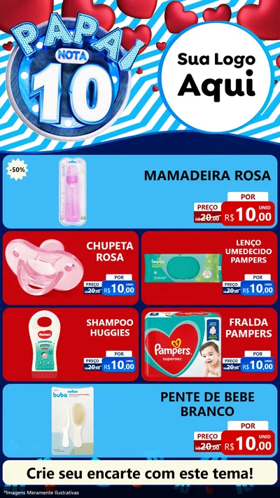 Modelo de TV para TV Vertical com o tema Papai Nota 10 para Bebês