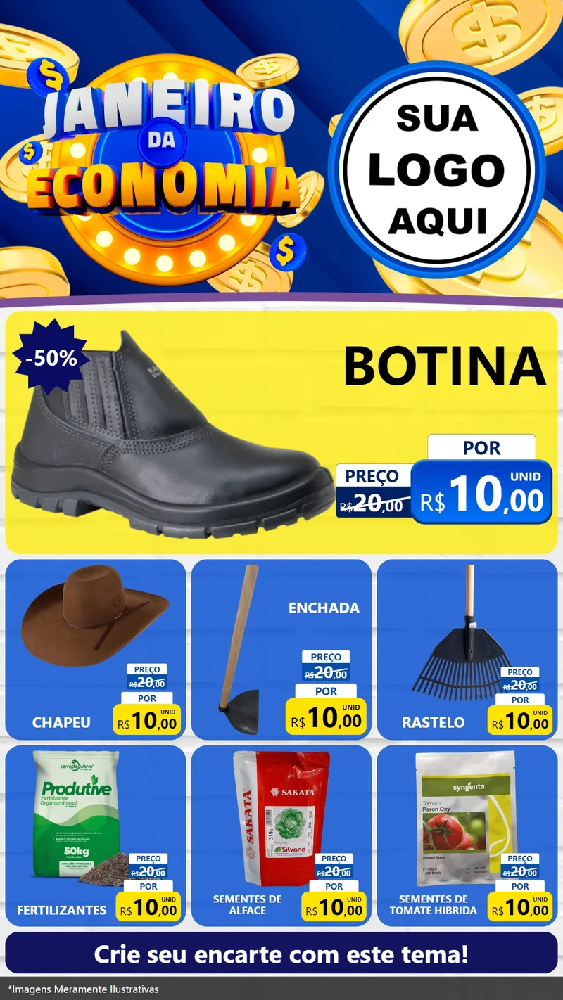 Modelo de Rede Social para Stories com o tema Janeiro da Economia para Agropecuária