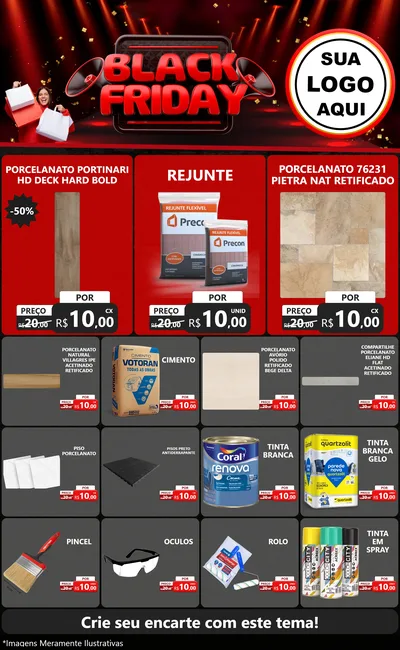 Modelo de Encarte para Encarte Grande com o tema Black Friday para Pisos e revestimentos