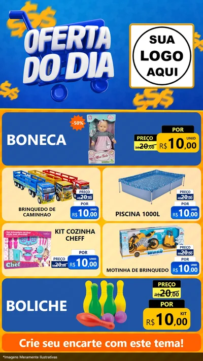 Modelo de TV para TV Vertical com o tema Oferta do Dia para Brinquedos