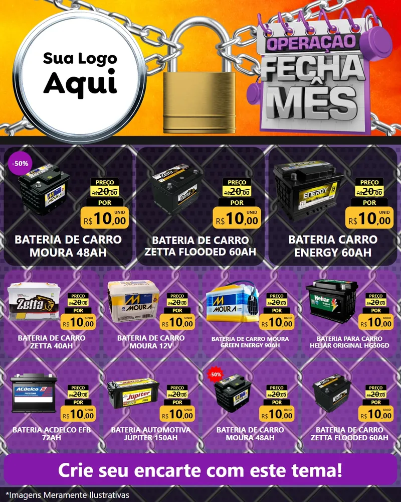 Modelo de Rede Social para Feed Instagram com o tema Operação Fecha Mês para Baterias Elétricas