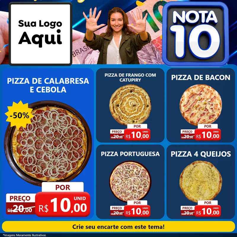 Modelo de Rede Social para Feed Facebook com o tema Nota 10 para Pizzaria