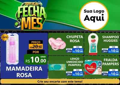 Modelo de Encarte para Encarte A4 Horizontal com o tema Operação Fecha Mês para Bebês
