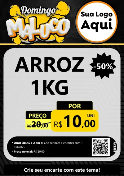Modelo de Cartaz para Cartaz A4 Vertical com o tema Domingo Maluco para Supermercado