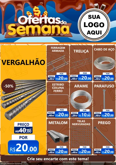 Modelo de Encarte para Encarte A4 Vertical com o tema Ofertas da Semana - Páscoa para Ferragens