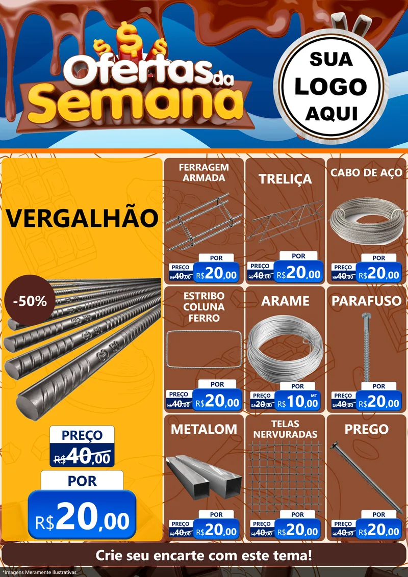 Modelo de Encarte para Encarte A4 Vertical com o tema Ofertas da Semana - Páscoa para Ferragens