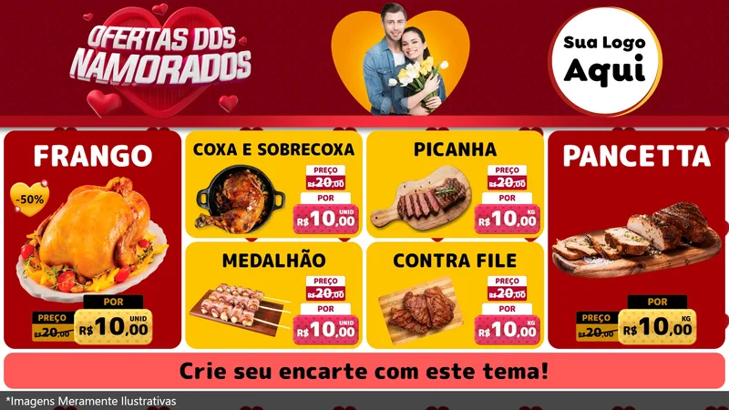 Modelo de TV para TV Horizontal com o tema Ofertas Dos Namorados para Assados