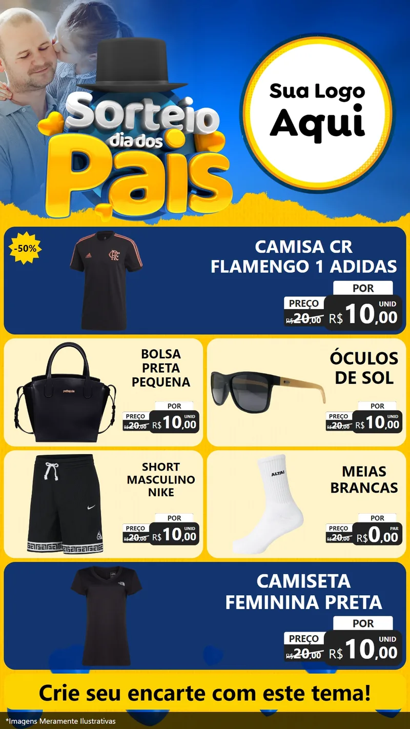 Modelo de TV para TV Vertical com o tema Sorteio Dia Dos Pais para Roupas e acessórios
