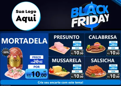 Modelo de Encarte para Encarte A4 Horizontal com o tema Black Friday para Frios e Laticínios