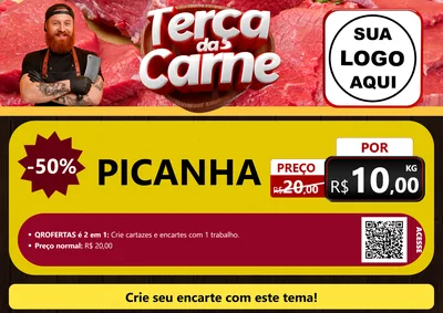 Modelo de Cartaz para Cartaz A4 Horizontal com o tema Terça das Carnes para Açougue