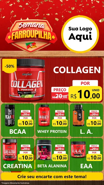 Modelo de Rede Social para Stories com o tema Semana Farroupilha para Suplementos alimentares
