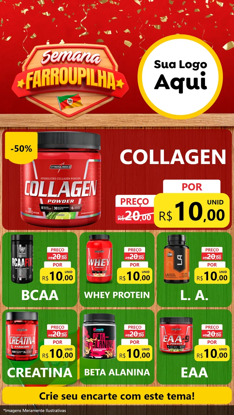 Modelo de Rede Social para Stories com o tema Semana Farroupilha para Suplementos alimentares