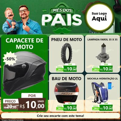 Modelo de Rede Social para Feed Facebook com o tema Mês dos Pais para Moto peças