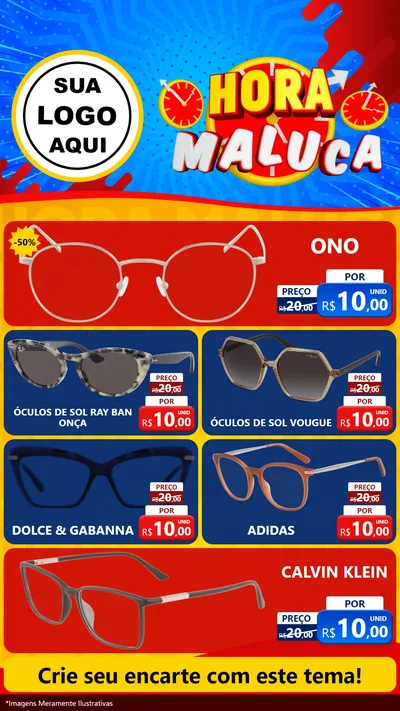 Modelo de TV para TV Vertical com o tema Hora Maluca para Óticas
