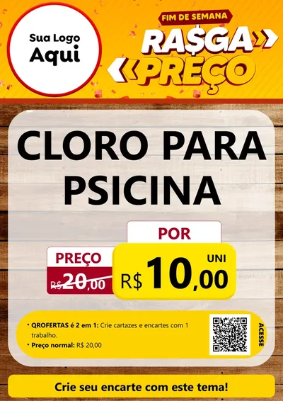 Modelo de Cartaz para Cartaz A4 Vertical com o tema Fim de Semana Rasga Preços para Produtos para Piscina