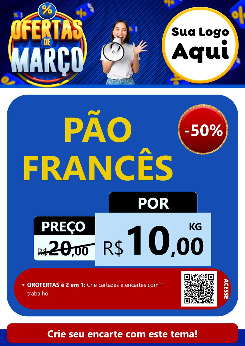 Modelo de Cartaz para Cartaz A4 Vertical com o tema Ofertas de Março para Padaria