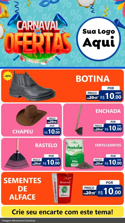 Modelo de TV para TV Vertical com o tema Carnaval de Ofertas para Agropecuária