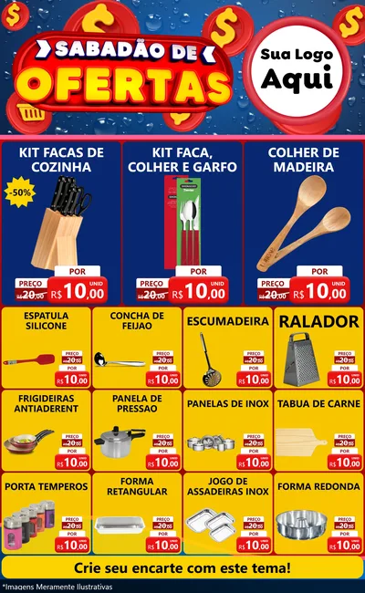 Modelo de Encarte para Encarte Grande com o tema Sabadão de Ofertas para Utilidades Domésticas