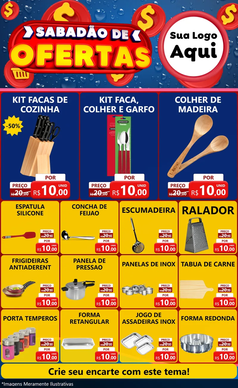 Modelo de Encarte para Encarte Grande com o tema Sabadão de Ofertas para Utilidades Domésticas