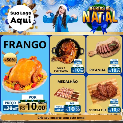 Modelo de Rede Social para Feed Facebook com o tema Ofertas de Natal para Assados
