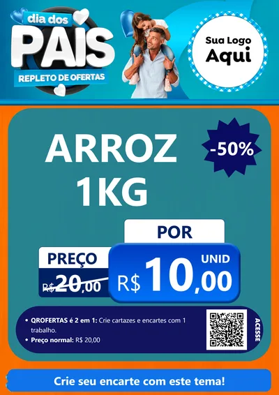 Modelo de Cartaz para Cartaz A4 Vertical com o tema Dia Dos Pais Repleto de Ofertas para Supermercado