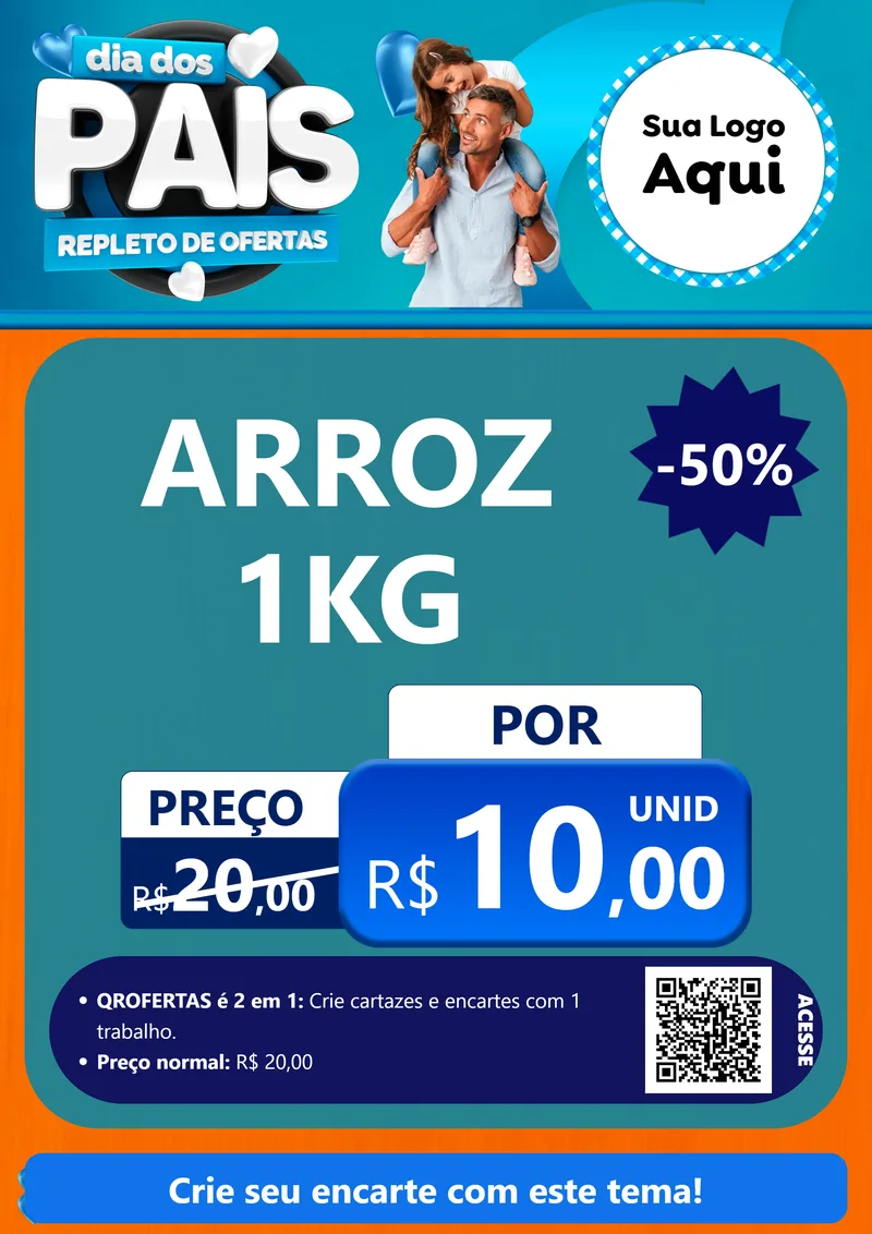 Modelo de Cartaz para Cartaz A4 Vertical com o tema Dia Dos Pais Repleto de Ofertas para Supermercado