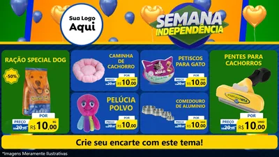 Modelo de TV para TV Horizontal com o tema Semana da Independência para Pet Shop