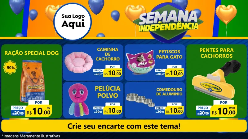 Modelo de TV para TV Horizontal com o tema Semana da Independência para Pet Shop