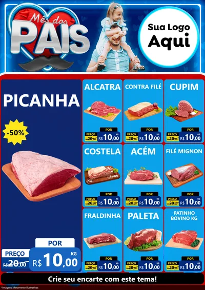 Modelo de Encarte para Encarte A4 Vertical com o tema Mês Dos Pais para Açougue