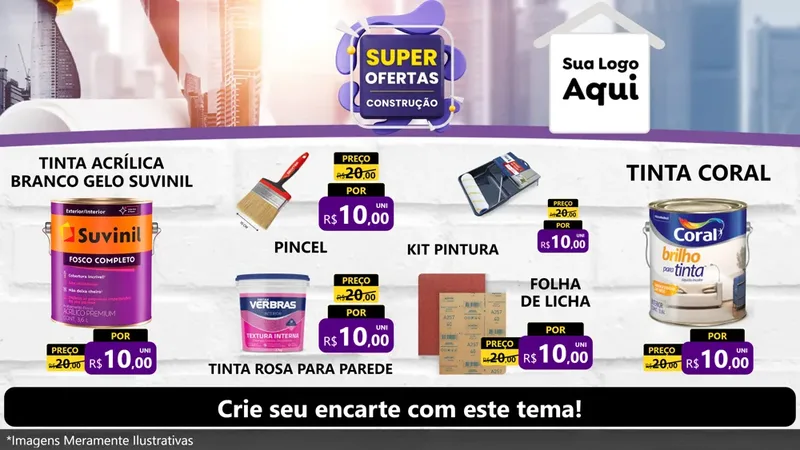 Modelo de TV para TV Horizontal com o tema Super Ofertas - Construção para Tintas e Ferramentas