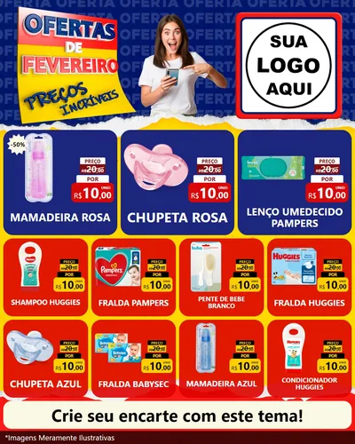 Modelo de Rede Social para Feed Instagram com o tema Ofertas de Fevereiro - Preços Incríveis para Bebês