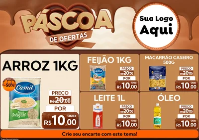 Modelo de Encarte para Encarte A4 Horizontal com o tema Páscoa de Ofertas para Supermercado