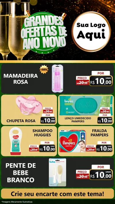 Modelo de TV para TV Vertical com o tema Grandes Ofertas de Ano Novo para Bebês