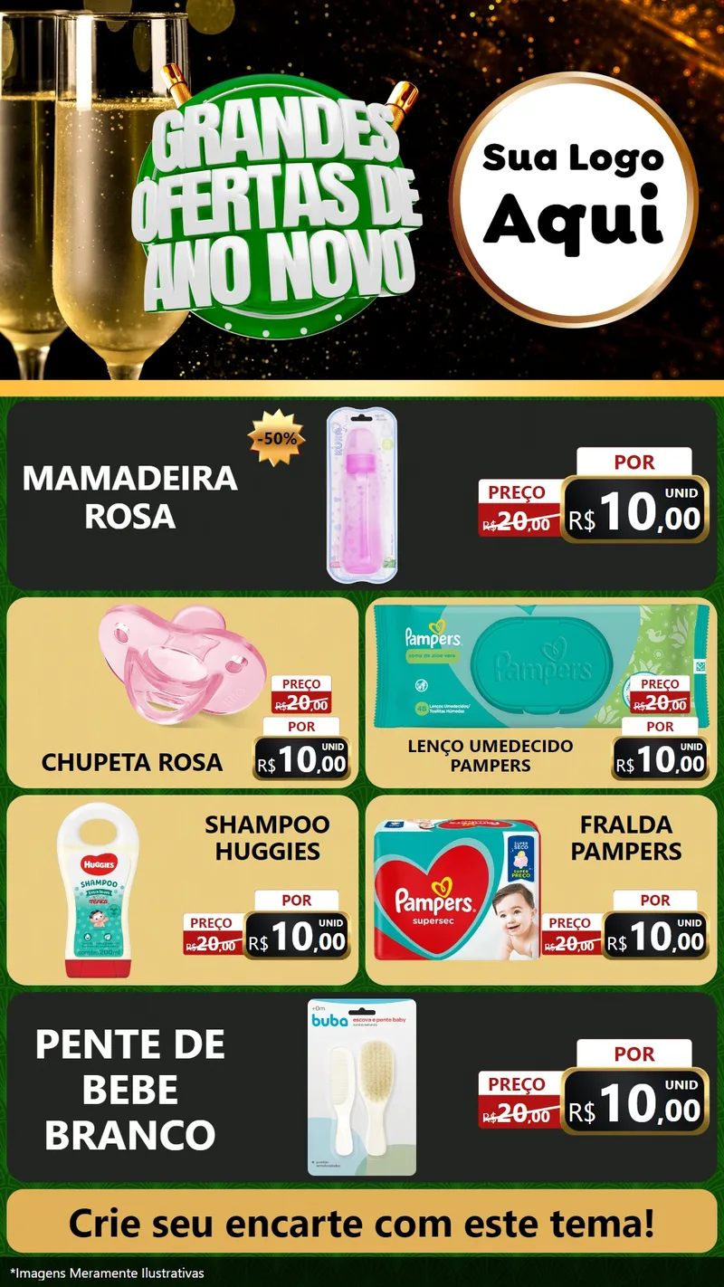 Modelo de TV para TV Vertical com o tema Grandes Ofertas de Ano Novo para Bebês