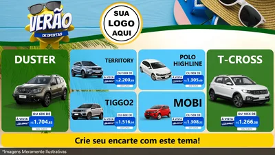 Modelo de TV para TV Horizontal com o tema Verão de Ofertas para Concessionaria de Carros