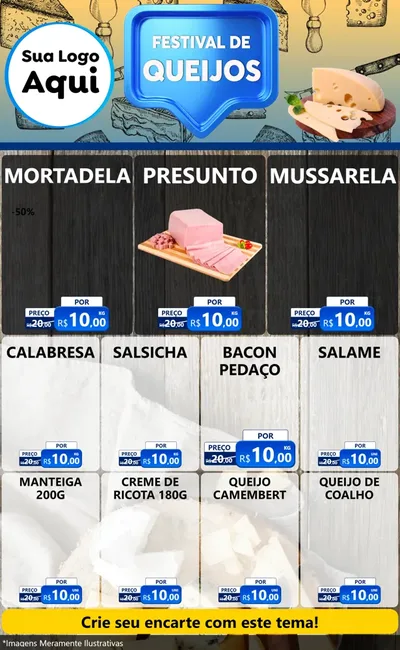 Modelo de Encarte para Encarte Grande com o tema Festival de Queijos para Frios e Laticínios