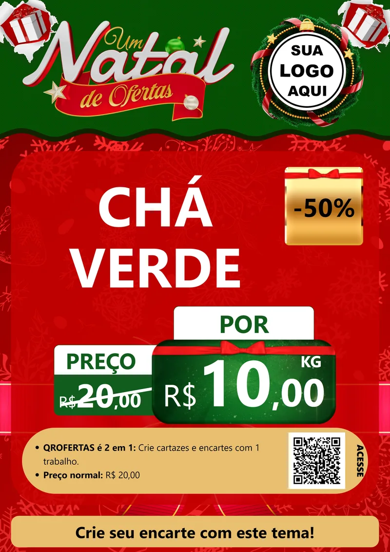 Modelo de Cartaz para Cartaz A4 Vertical com o tema Um Natal de Ofertas para Produtos Naturais