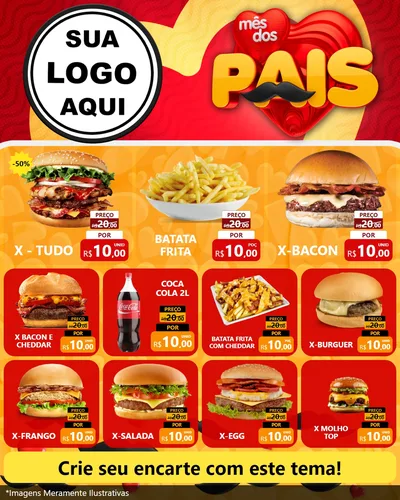 Modelo de Rede Social para Feed Instagram com o tema Mês Dos Pais para Hamburgueria