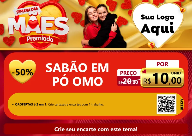Modelo de Cartaz para Cartaz A4 Horizontal com o tema Semana das Mães Premiada para Produtos de Limpeza