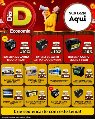 Modelo de Rede Social para Feed Instagram com o tema Dia D Economia para Baterias Elétricas