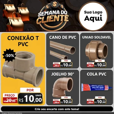 Modelo de Rede Social para Feed Facebook com o tema Semana do Cliente para Tubos e conexões