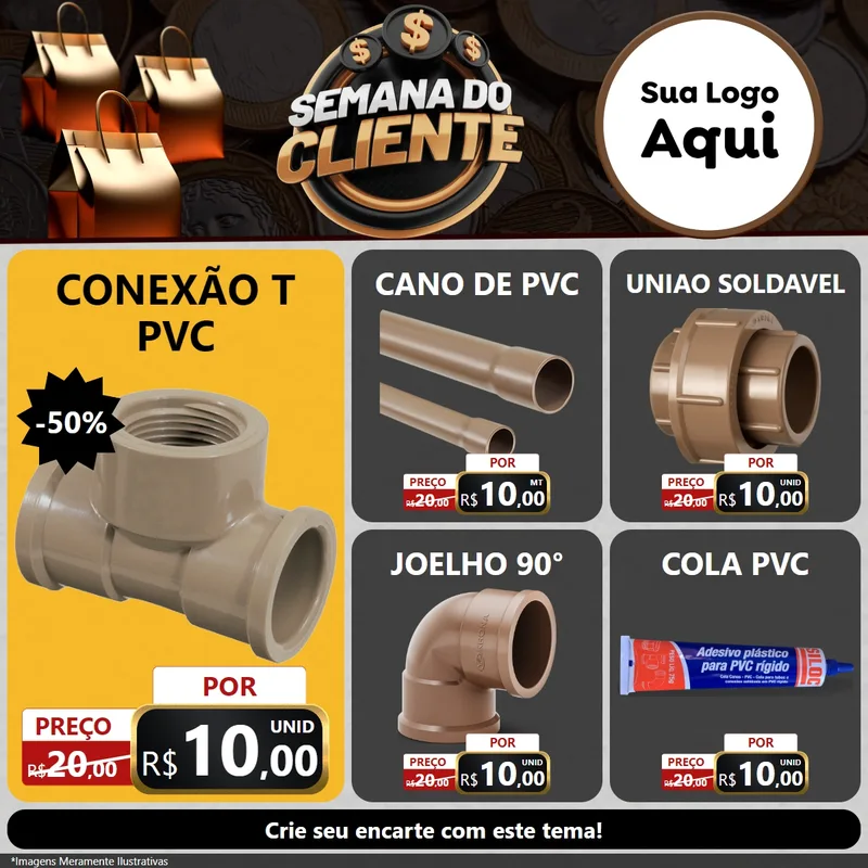 Modelo de Rede Social para Feed Facebook com o tema Semana do Cliente para Tubos e conexões