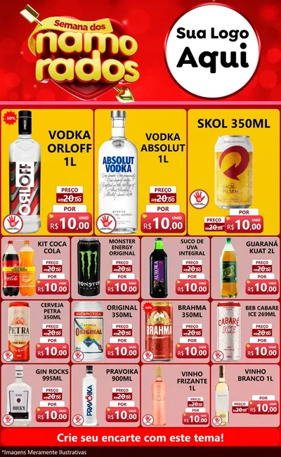 Modelo de Encarte para Encarte Grande com o tema Semana dos namorados para Distribuidora de bebidas