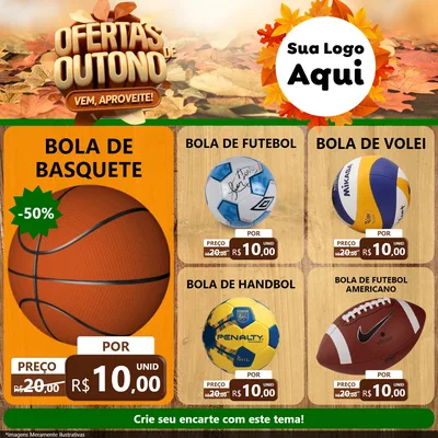 Modelo de Rede Social para Feed Facebook com o tema Ofertas de Outono - Vem, Aproveite! para Artigos Esportivos