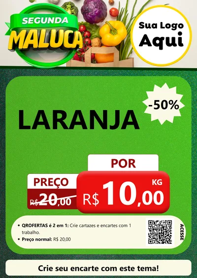 Modelo de Cartaz para Cartaz A4 Vertical com o tema Segunda Maluca - Hortifrúti para Hortifrúti