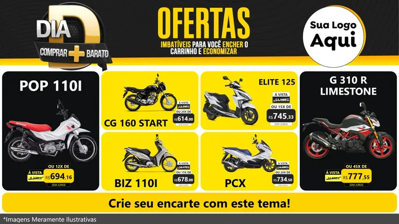 Modelo de TV para TV Horizontal com o tema Dia D Mais Economia para Concessionaria de Motos