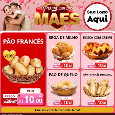 Modelo de Rede Social para Feed Facebook com o tema Especial Dia Das Mães para Padaria