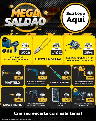Modelo de Rede Social para Feed Instagram com o tema Mega Saldão para Maquinas e Ferramentas