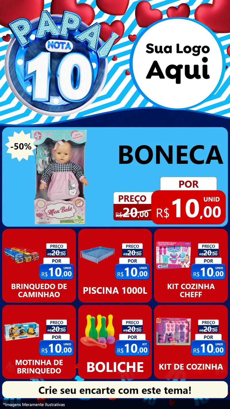 Modelo de Rede Social para Stories com o tema Papai Nota 10 para Brinquedos